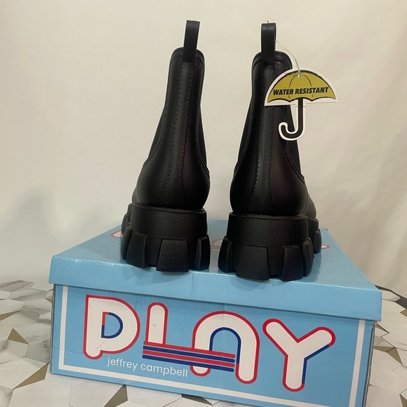 NIB W10 Jeffrey Campbell Pleu Black Matte Chunky Platform Chelsea Ankle Boots - Picture 4 of 12